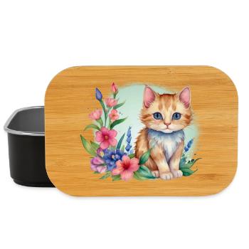 Kitten in a flower meadow - Lunch Box - black - Front