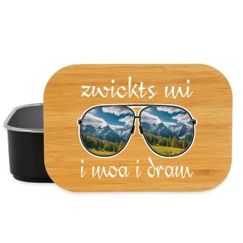 zwickts mi i moa i dram, dialect, hiking, mountains - Lunch Box - black - Front