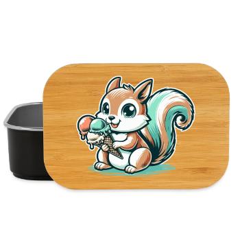 Niedliches Cartoon-Eichhörnchen mit Eiscreme - Lunch Box - Schwarz - Vorne