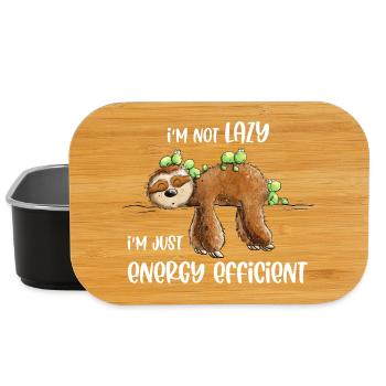 Sloth Saying Lazy Energy Efficient - Lunch Box - black - Front