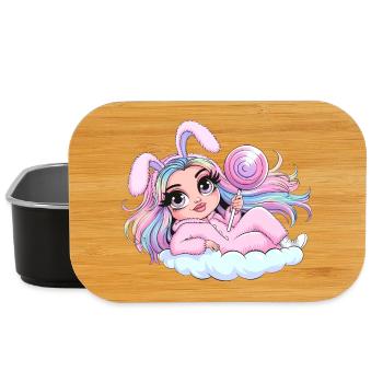 Skurriles Hasenmädchen mit Lutscher - Lunch Box - Schwarz - Vorne