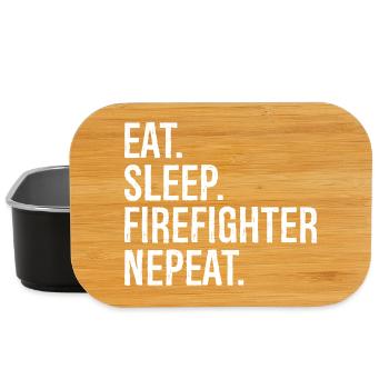 eat sleep firefighter nepeat - Lunch Box - Schwarz - Vorne