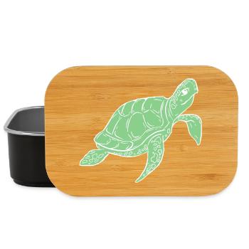 Green Sea Turtle Ocean Illustration - Lunch Box - black - Front