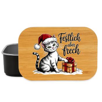 Weihnachts Katze – lustiges Wintermotiv - Lunch Box - Schwarz - Vorne