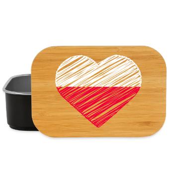 Oil Heart Flag – Poland Love Red White Heart Gift - Lunch Box - black - Front