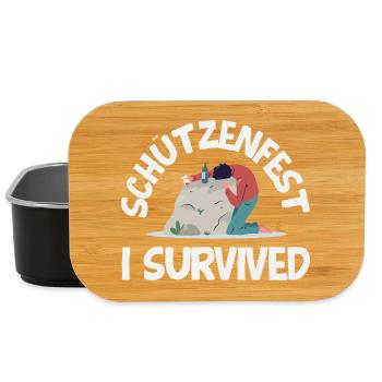 Lustiger Schützenfest I Survived Spruch - Lunch Box - Schwarz - Vorne
