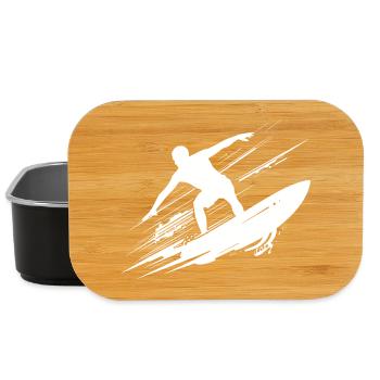 Energetic Surfer Illustration Surfing - Lunch Box - black - Front