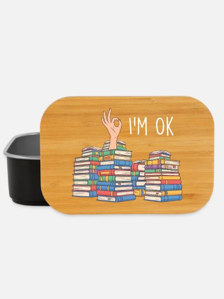I’m Ok Funny Minimalist Book Lover Mood  - Lunch Box - black