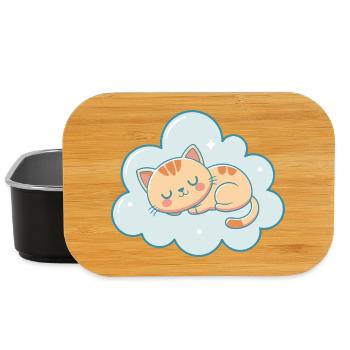 Dreamy kitten on pastel sky blue cloud - Lunch Box - black - Front