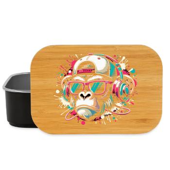 Cooler Affe mit Sonnenbrille und Beats - Lunch Box - Schwarz - Vorne