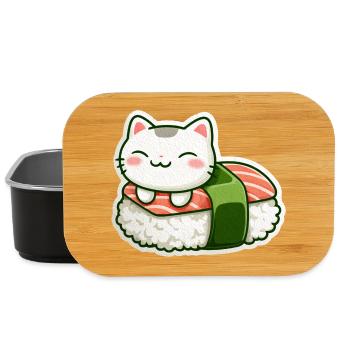 Kawaii Sushi Cat en Roll - Boîte à goûter - noir - Devant