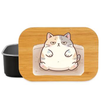 Flauschige dicke Katze in Stillpose - Lunch Box - Schwarz - Vorne