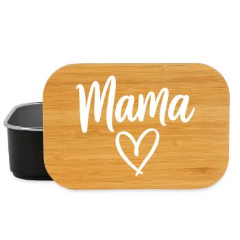 Mama Heart Script Logo - Lunch Box - Schwarz - Vorne