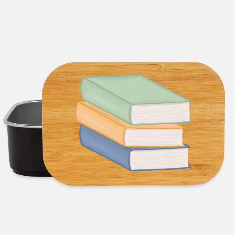 Pastellfarbiger Bücherstapel - Lunch Box - Schwarz