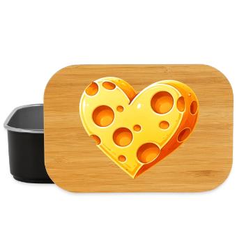 Illustration d’un morceau de fromage en forme de cœur - Boîte à goûter - noir - Devant