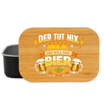 Der tut nix der will nur Bier Spruch - Lunch Box - Schwarz - Vorne