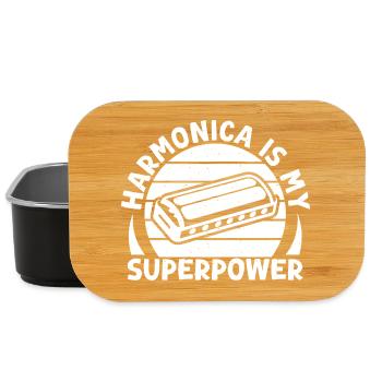 Harmonica Musican est mon superpouvoir Harmonica - Boîte à goûter - noir - Devant