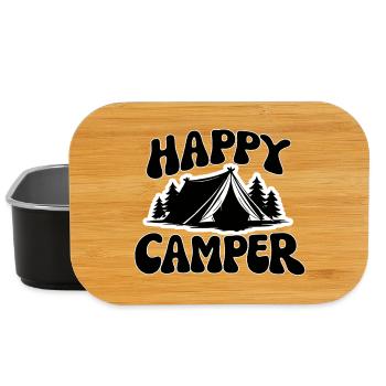 Happy Camper Tent Graphic - Lunch Box - black - Front