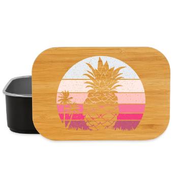 Pineapple Summer Sunset Vintage Beach - Boîte à goûter - noir - Devant