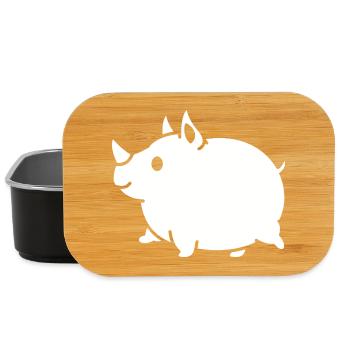Rhino Cute Cartoon Silhouette - Lunch Box - black - Front