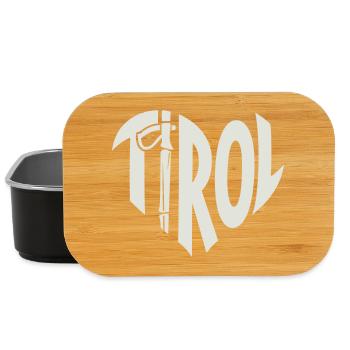 Tirol Herz lettering with hiking stick - Lunch Box - black - Front