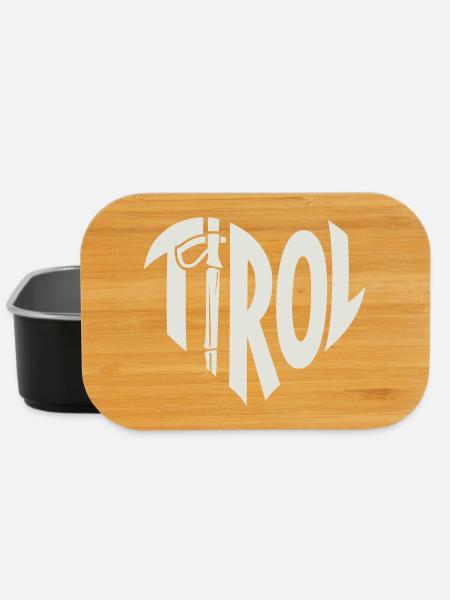 Tirol Herz Schriftzug mit Wanderstock - Lunch Box - Schwarz