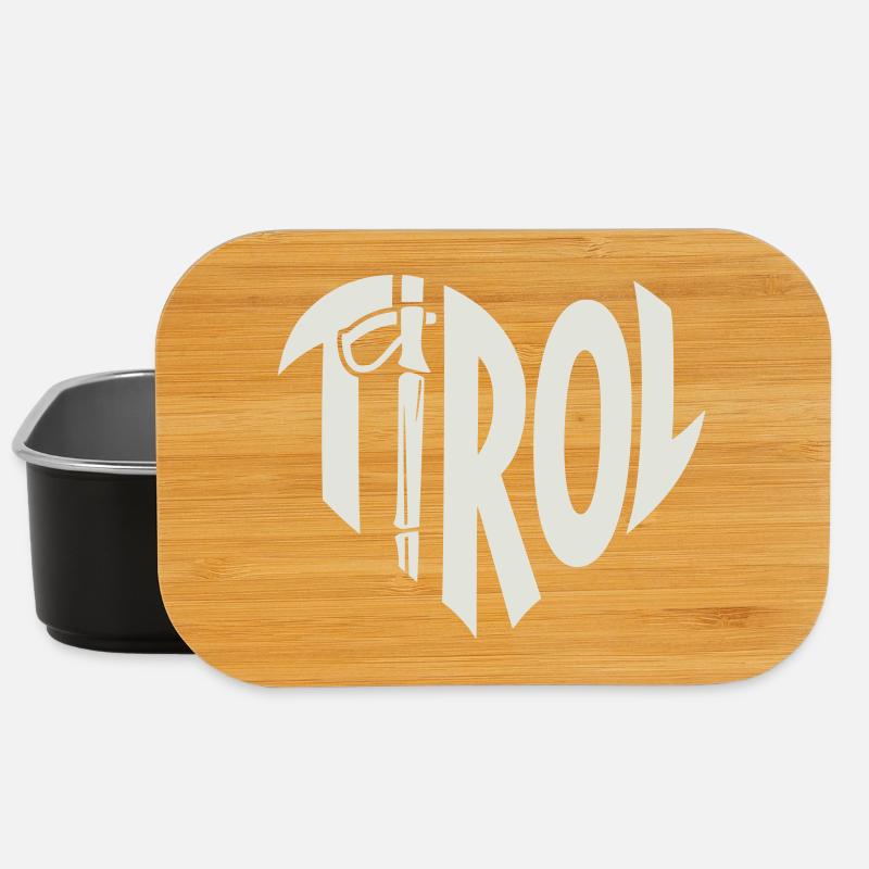 Tirol Herz Schriftzug mit Wanderstock - Lunch Box - Schwarz