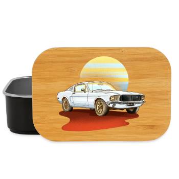 Retro weißes Auto – klassischer Vintage - Lunch Box - Schwarz - Vorne