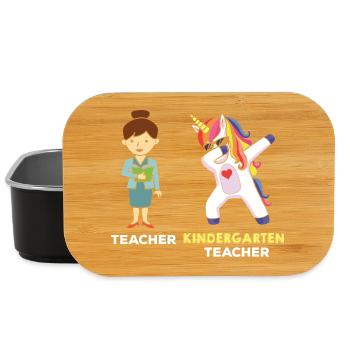 Enseignante de maternelle qui tappe la licorne - Boîte à goûter - noir - Devant