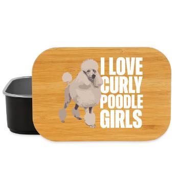Ich liebe Curly Pudel Mädchen Pudel Hund - Lunch Box - Schwarz - Vorne