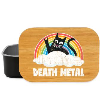 Death Metal, Heavy Metal, Cat Rainbow Rock - Lunch Box - Schwarz - Vorne