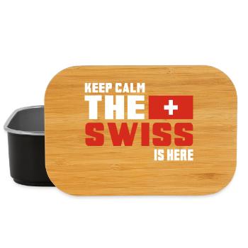 Restez calme le Suisse est là Suisse Cadeau - Boîte à goûter - noir - Devant