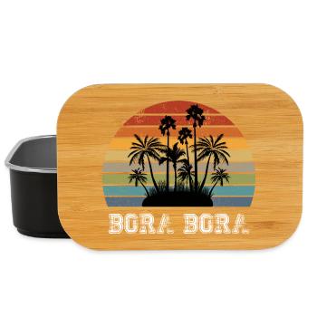 Bora Bora design vintage avec palmiers / cadeau - Boîte à goûter - noir - Devant