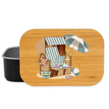 wunderschöner Strandkorb am Strand mit Accessoires - Lunch Box - Schwarz - Vorne