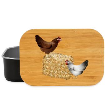 zwei Hühner auf einen Strohballen - Lunch Box - Schwarz - Vorne