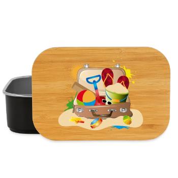 full of suitcases packed for the beach holiday - Lunch Box - black - Front