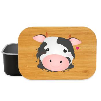 Vache mignonne pour les amoureux des animaux et les amateurs de ferme - Boîte à goûter - noir - Devant