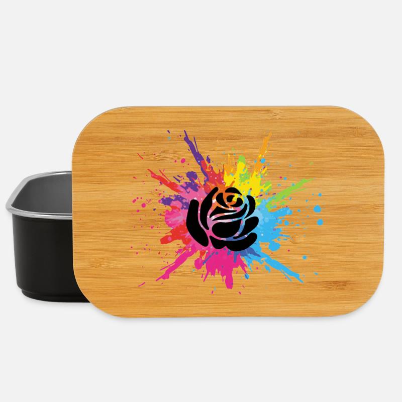 Schwarze Blume und mehrfarbige Explosion - Lunch Box - Schwarz