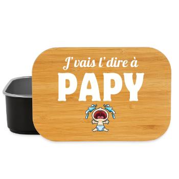 papy, grand-père, papi, j'vais le dire - Boîte à goûter - noir - Devant