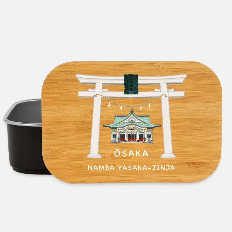 Osaka Japan, Namba Yasaka-jinja Torii Drawing - Lunch Box - black