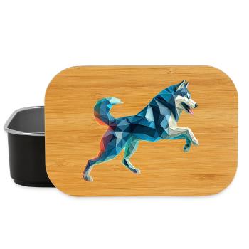 chien de traineau husky origami géométrique 3d - Boîte à goûter - noir - Devant