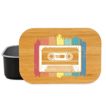 Cassette musique rétro enregistre des couleurs vintage logo - Boîte à goûter - noir - Devant