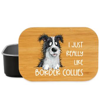 Droll Border Collie Dog Saying - Lunch Box - black - Front