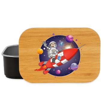Der Astronaut und die rote Rakete im All - Lunch Box - Schwarz - Vorne