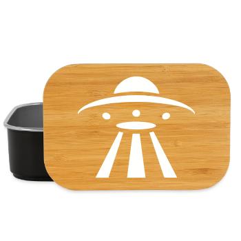 Minimalist UFO Alien Flying Saucer - Lunch Box - black - Front