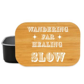 Wandering Far Healing Slow Minimalist Quote Desing - Lunch Box - black - Front