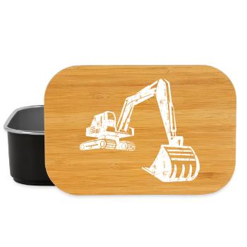 Excavator Silhouette Construction Worker Grunge Design - Lunch Box - black - Front
