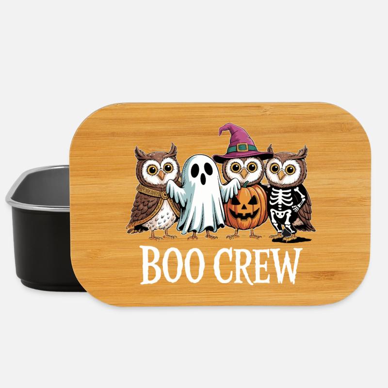 Boo Crew Eulen Geist Kürbis Hexe Skelett Halloween - Lunch Box - Schwarz