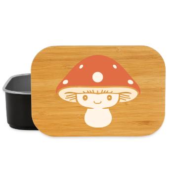 Kawaii orangefarbener Polka-Dot-Pilz - Lunch Box - Schwarz - Vorne