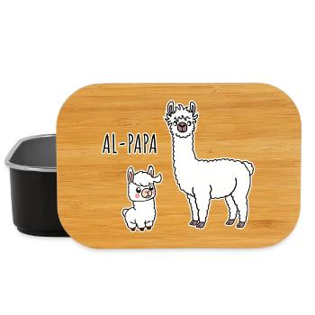 Al-Papa Un papa alpaga avec un enfant alpaga - Boîte à goûter - noir - Devant